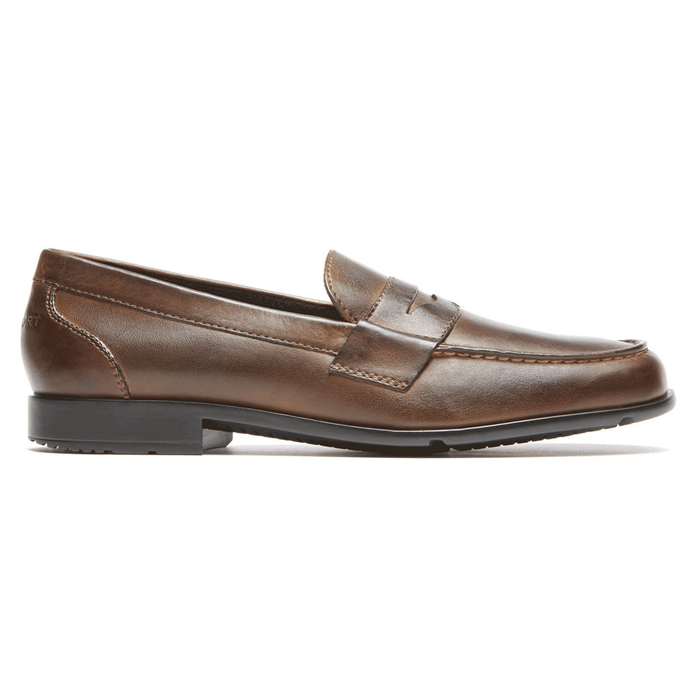 Rockport Mens Loafers Dark Brown - Classic Penny - UK 357-PZGARQ